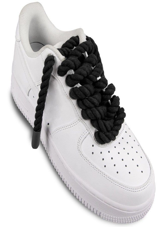 Endoto Rope Laces for Air Force 1, Thick Chunky Fat Shoelaces Strings for AF Sneaker Shoes(Color:Black,Size:10MM) - Image 3